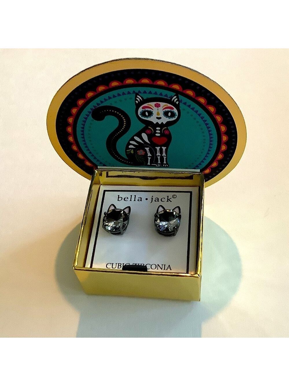 Black Cat Cubic Zirconia  Halloween Earrings Bella Jack New